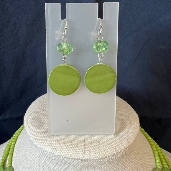 Lime Green Jewelry Set – Multistrand Necklace & Drop Earrings – NEW - Picture 6 of 15